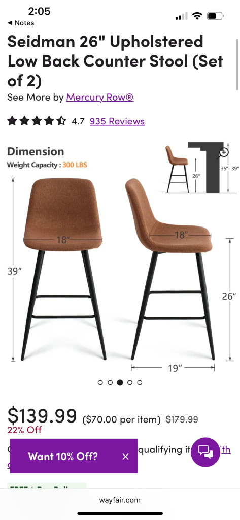 Mercury Row Seidman Counter Stools (Set of 2) - photo 3