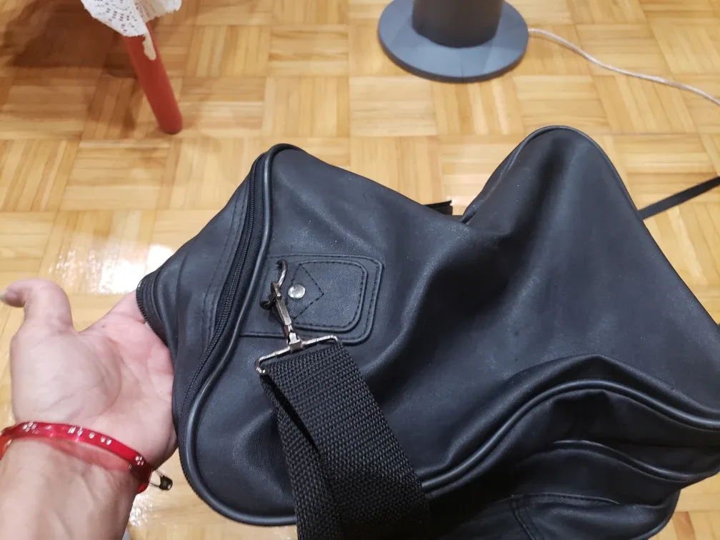 Black Leather Duffel Bag with Bonus gift image indicator(6)