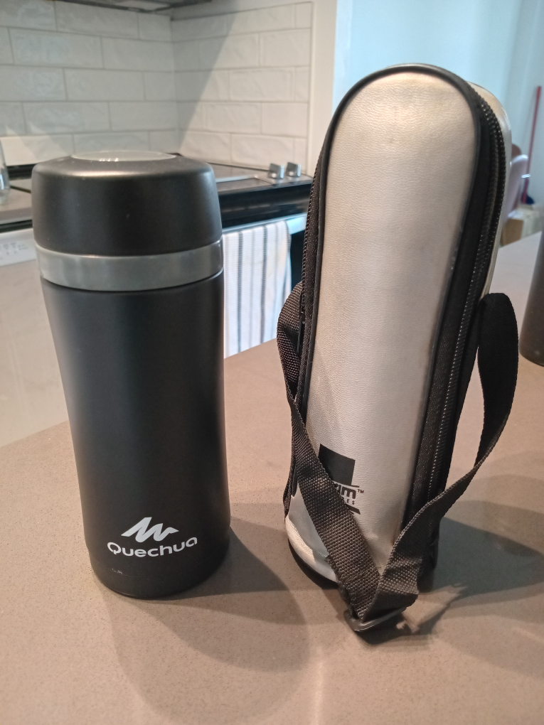 Quechua Black Insulated Thermos with Case