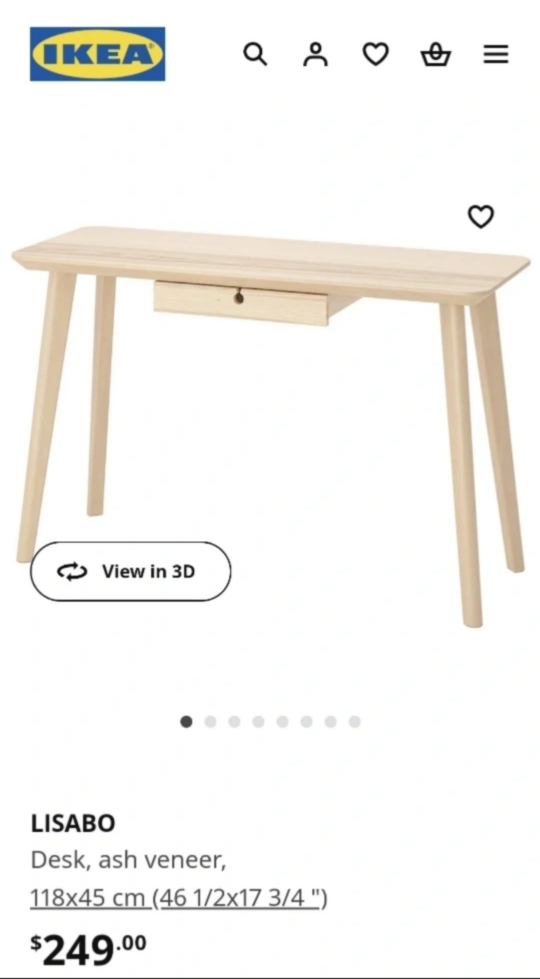 IKEA Lisabo Desk, Ash Veneer - 46 1/2x17 3/4" - photo 2
