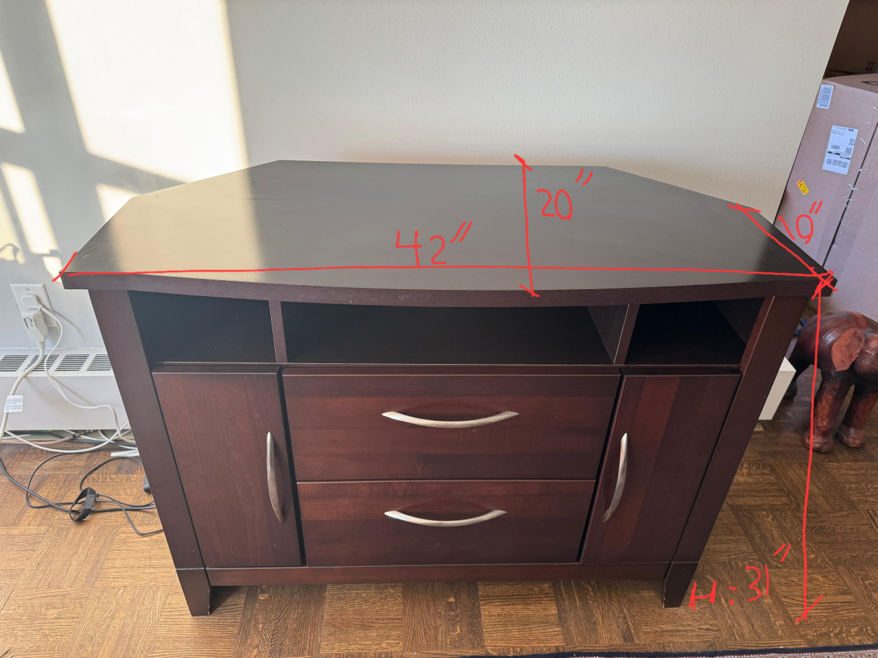 Dark Wood TV Stand - 42" x 20" - photo 3