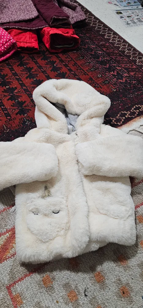 Fuzzy Cream Baby/Toddler Hooded Jacket image indicator(5)