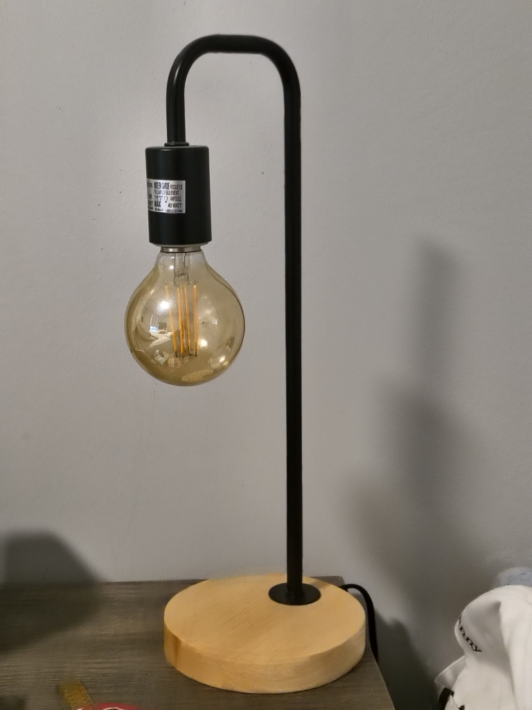 2 Modern Black & Wood Table Lamp