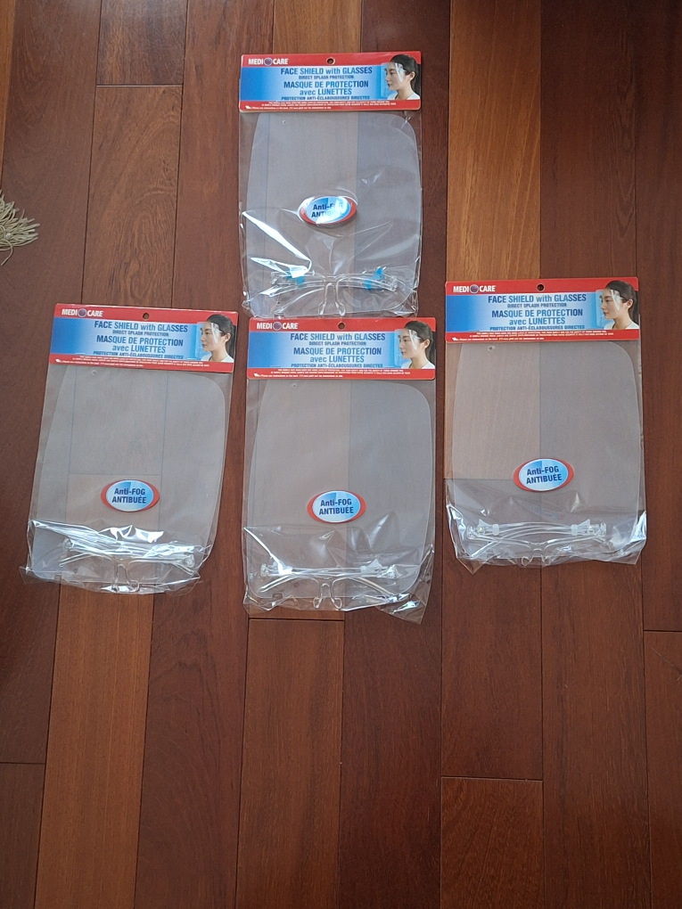 4 pks of face shield with glasses - $2 for 1 or $7 for all