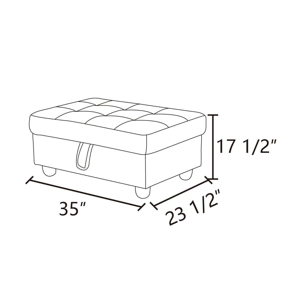 Black Storage Ottoman, 35" x 23.5" - photo 3