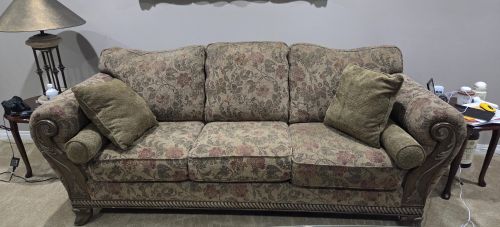 Floral Patterned Sofa with Pillows