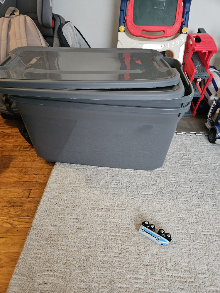 Grey Storage Tote with Lid. 2pcs