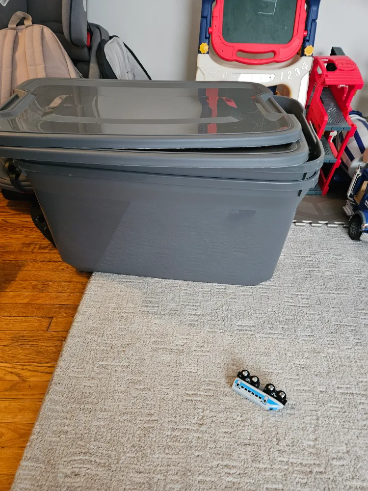 Grey Storage Tote with Lid. 2pcs