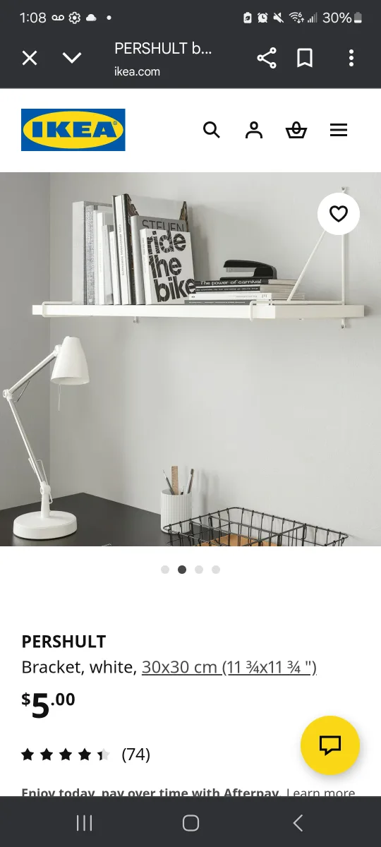 White Ikea Shelf with Metal Brackets thumbnail