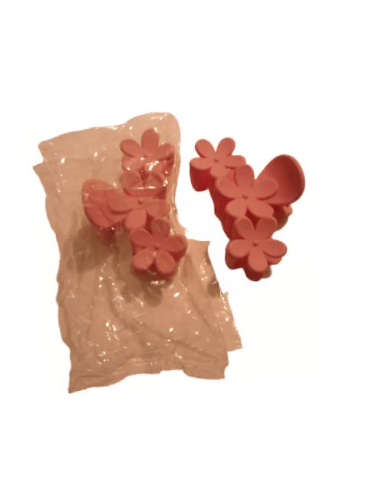 Flower Hair Claw Clips - Pink thumbnail