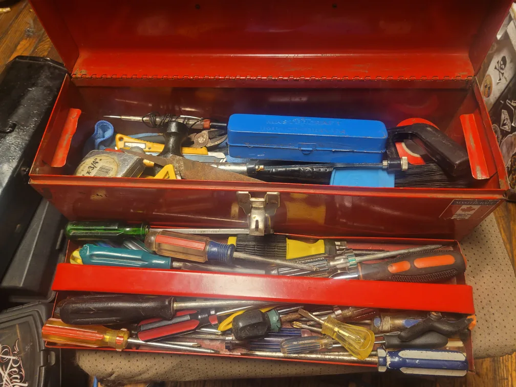 Red Metal Tool Box with Tools image indicator(2)