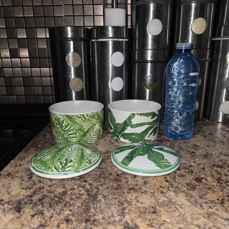 Tropical Print Ceramic Bowls with Lids image indicator(4)