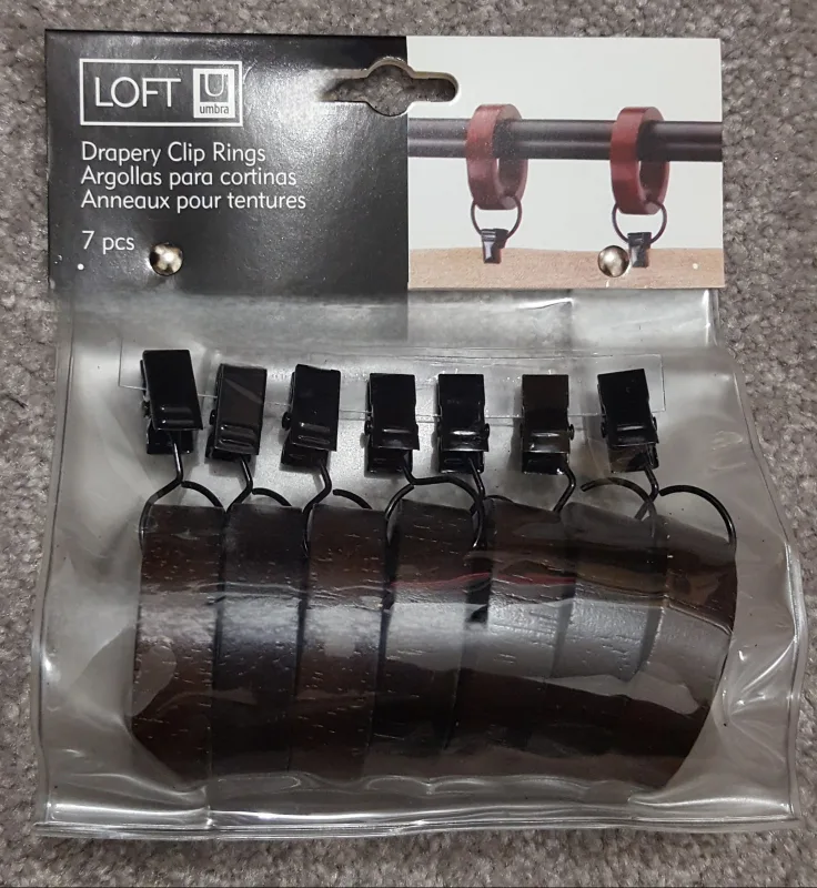 NEW Umbra Curtain Clip Rings Wood Umbra Loft image indicator(3)