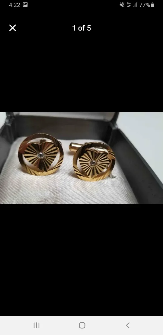 Stylish Gold Cufflinks with Box thumbnail