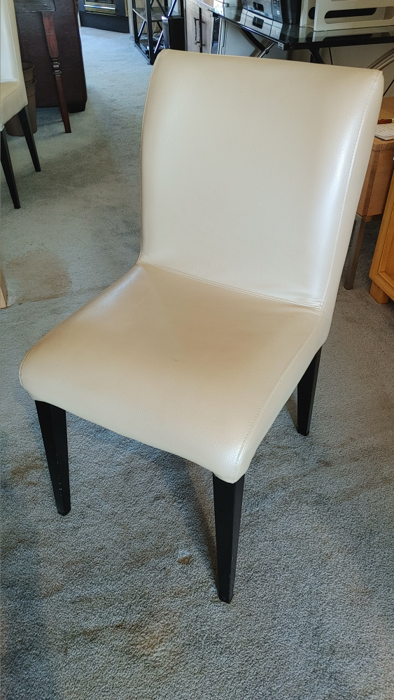 Set of Four Dining Chairs - Cream Leatherette