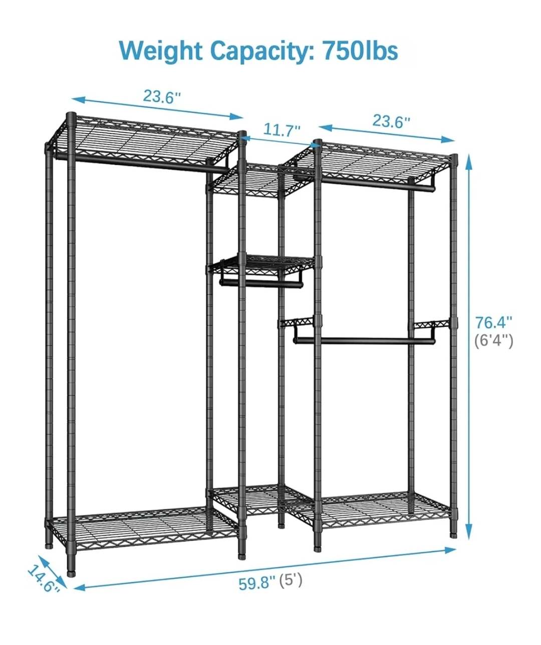 Black Metal Wire Closet Organizer System - photo 5