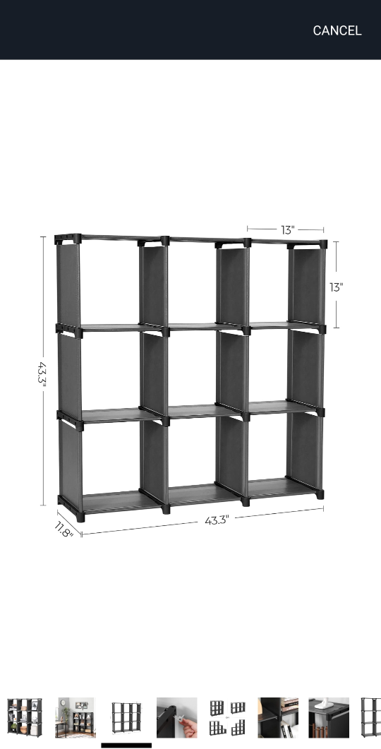 9-Cube Storage Shelf Organizer, Black - photo 3