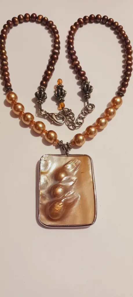 One if a Kind Sterling Silver 925 Freshwater Pearl Necklace thumbnail