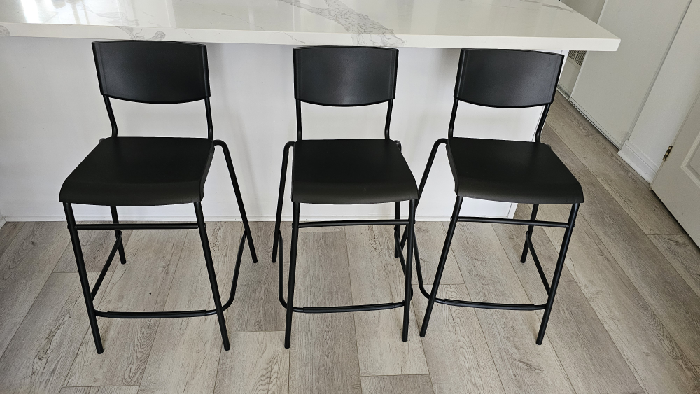 Set of 3 Black Bar Stools