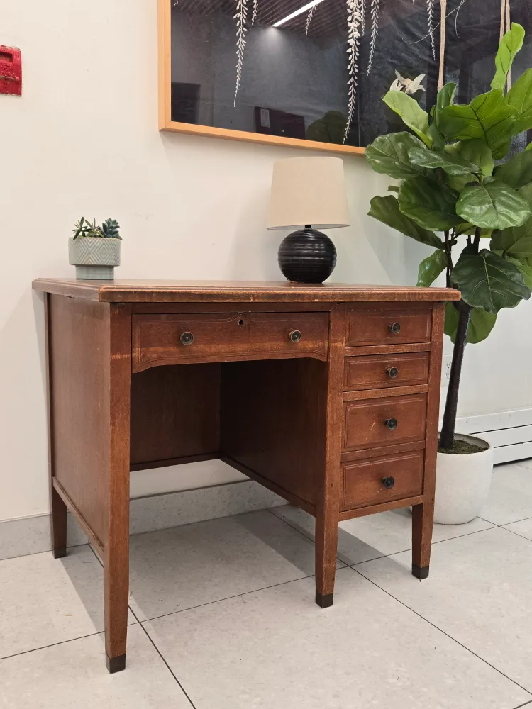 Antique Tiger Oak Computer Writing Desk thumbnail