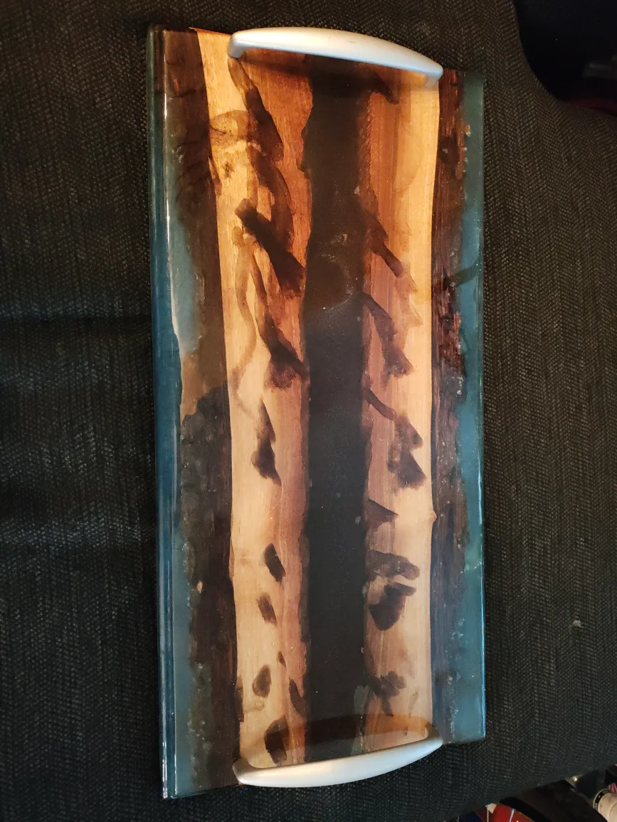 Handmade Wood & Resin Serving Tray thumbnail