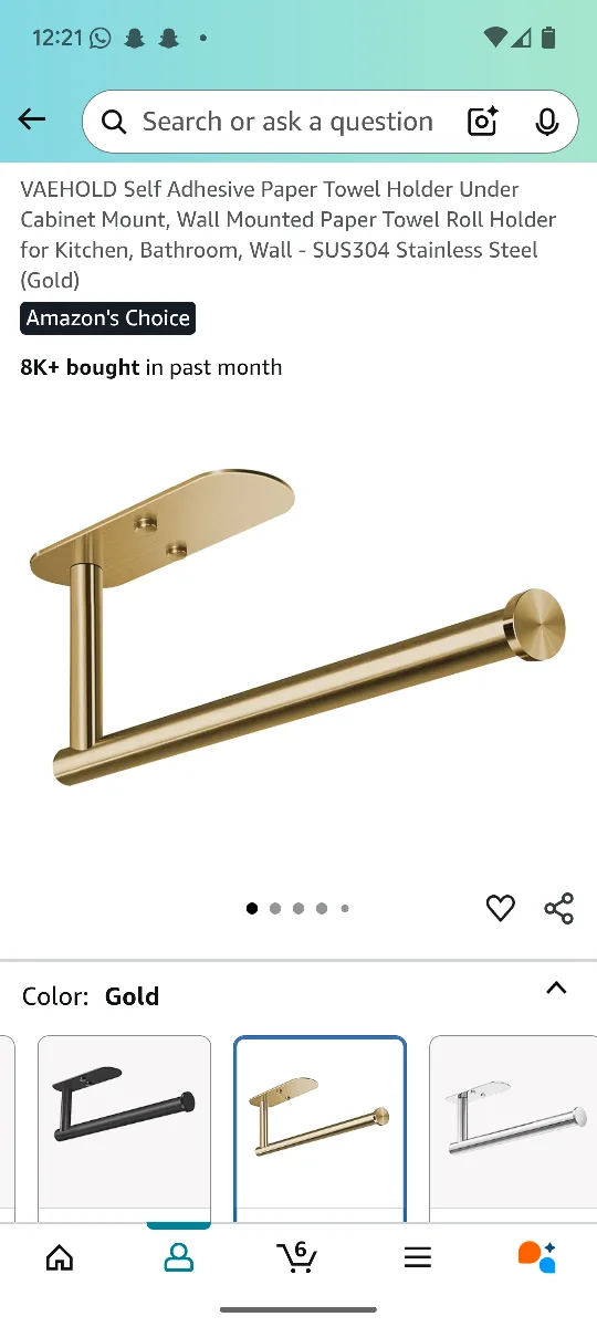 VAEHOLD Gold Paper Towel Holder - New in Package! thumbnail