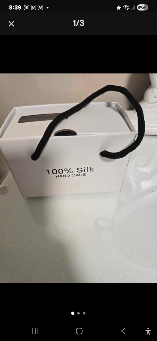 100% Silk Handmade Black Tie & Cufflink Set - photo 2