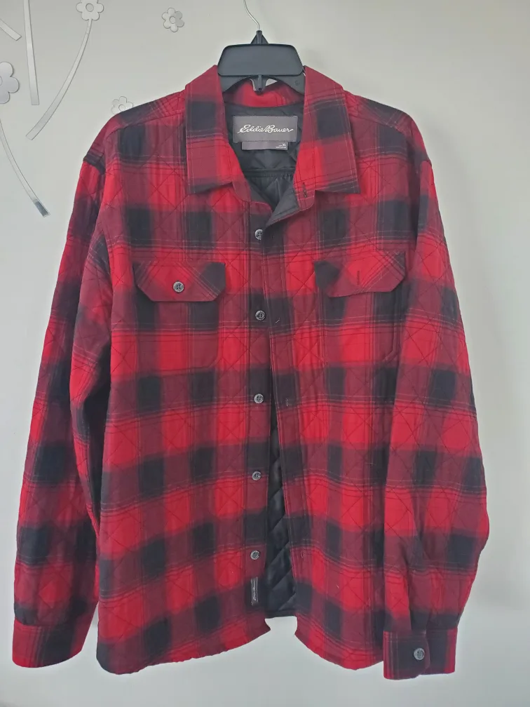 Eddie Bauer XL Flannel Shirt Jacket - Red/Black thumbnail