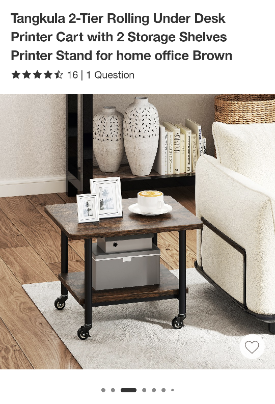 Tangkula 2-Tier Rolling Cart
