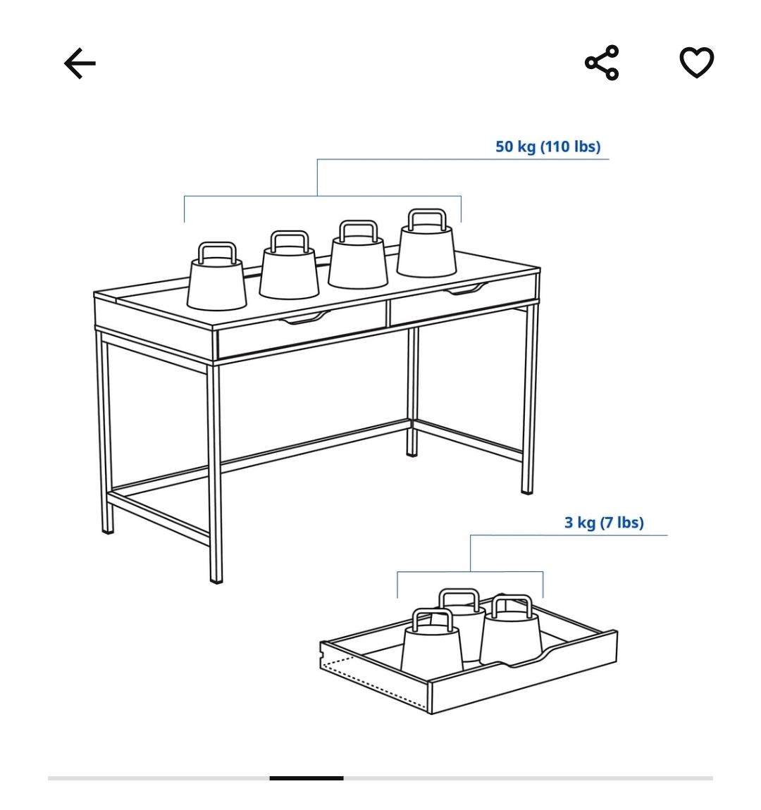 IKEA ALEX Desk with Drawers, White - photo 4