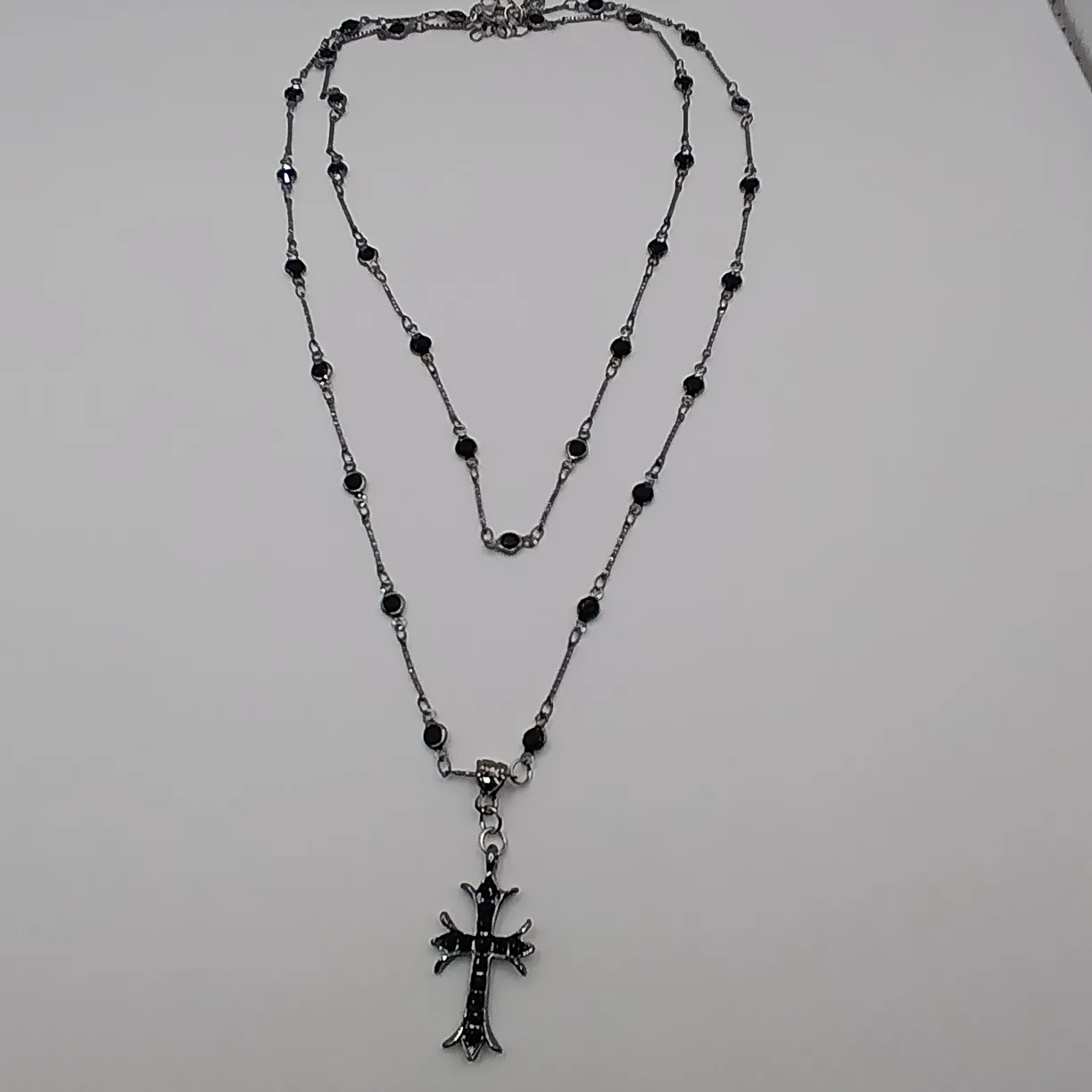 Cross Pendant Necklace - Black thumbnail