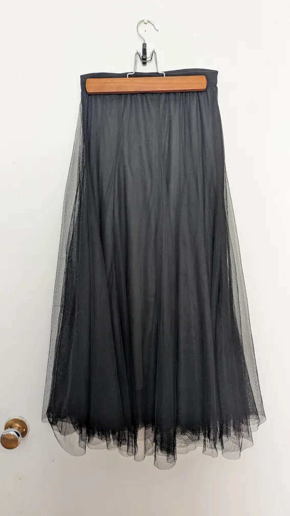 Long Black Tulle Skirt