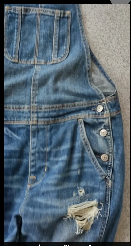 (NEW) American Eagle Distressed Denim Overalls image indicator(6)