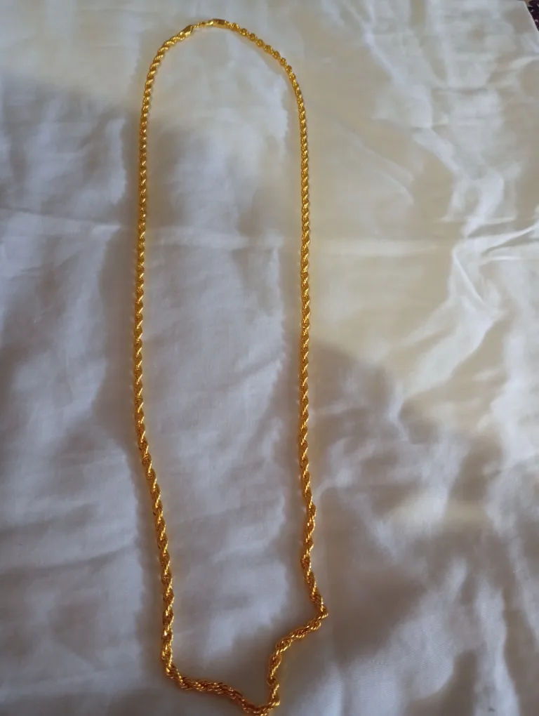 14k Gold Plated Rope Chain Necklace thumbnail