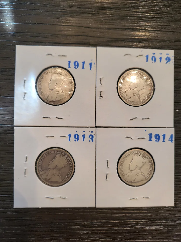 Vintage Canadian 25 Cent Coins (1911-1914) image indicator(4)