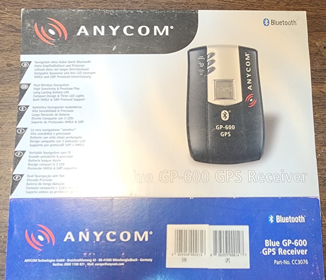 ANYCOM Blue GP-600 GPS Receiver w/ Accessories