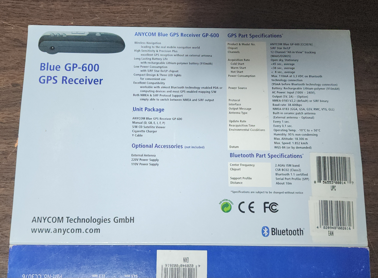 ANYCOM Blue GP-600 GPS Receiver w/ Accessories - photo 2