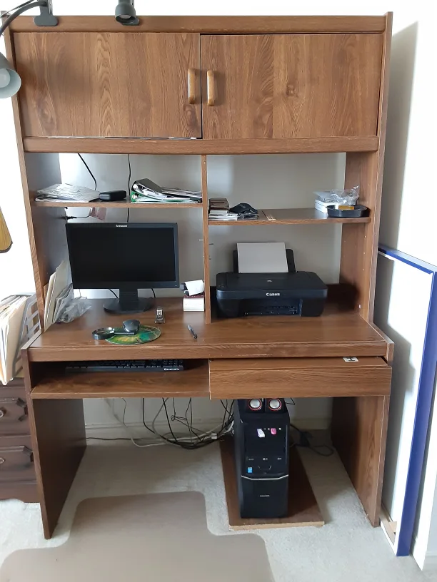 Wooden Computer Desk with Hutch thumbnail