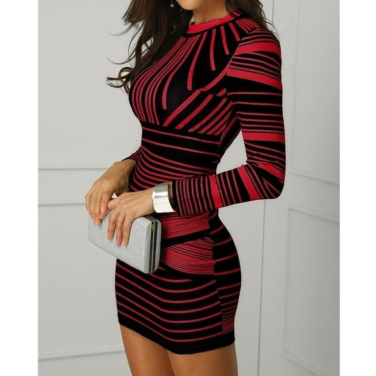 Red & Black Long Sleeve Dress - L - photo 3