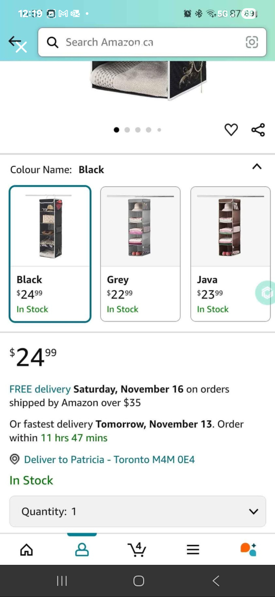 ZOBER 5-Shelf Hanging Closet Organizer - Black - photo 2