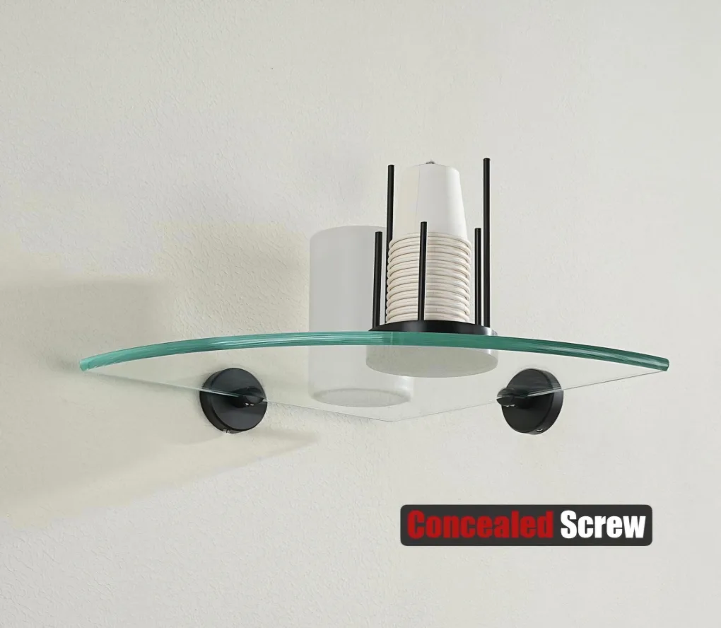 Set of 2 Floating Glass Corner Shelf - Matte Black image indicator(5)
