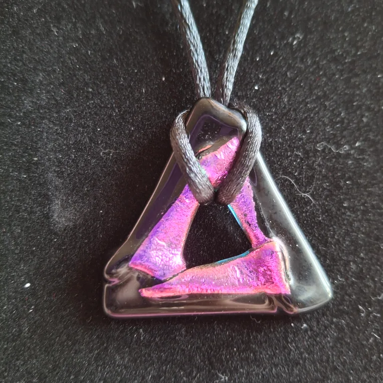 Triangle Dichroic Glass Pendant Necklace thumbnail
