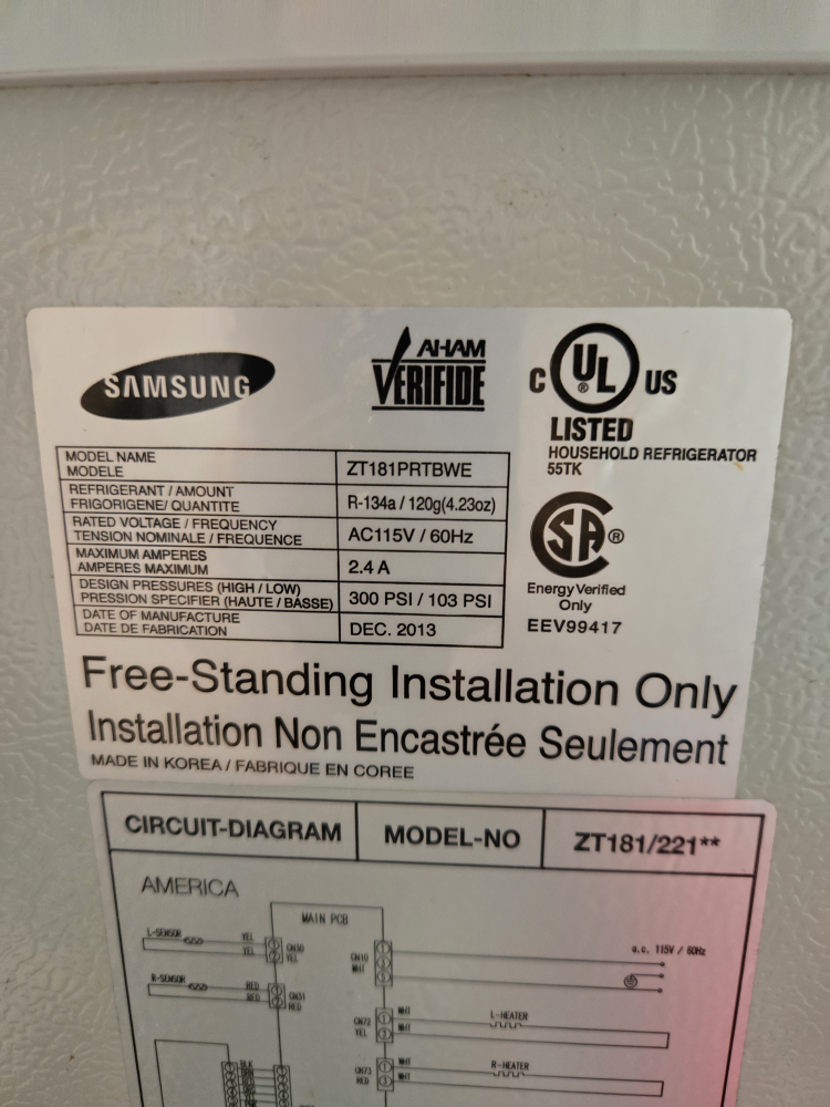 Samsung ZT181PRTBWE Freezer - December 2013 - photo 2
