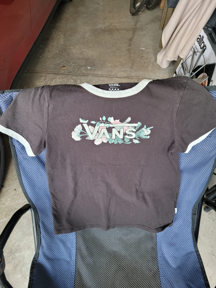 Vans Floral Logo Ringer Tee - Size Small