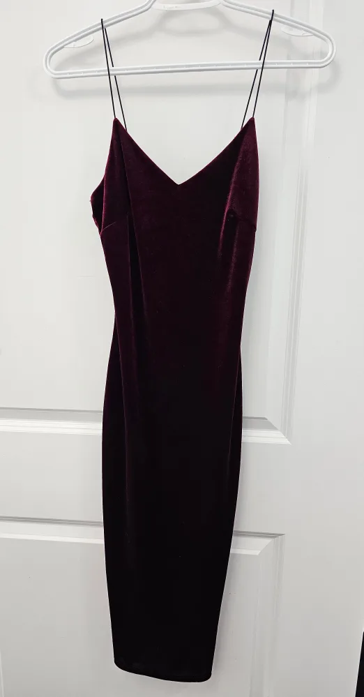 Red Wine Velvet Dress - Size S thumbnail