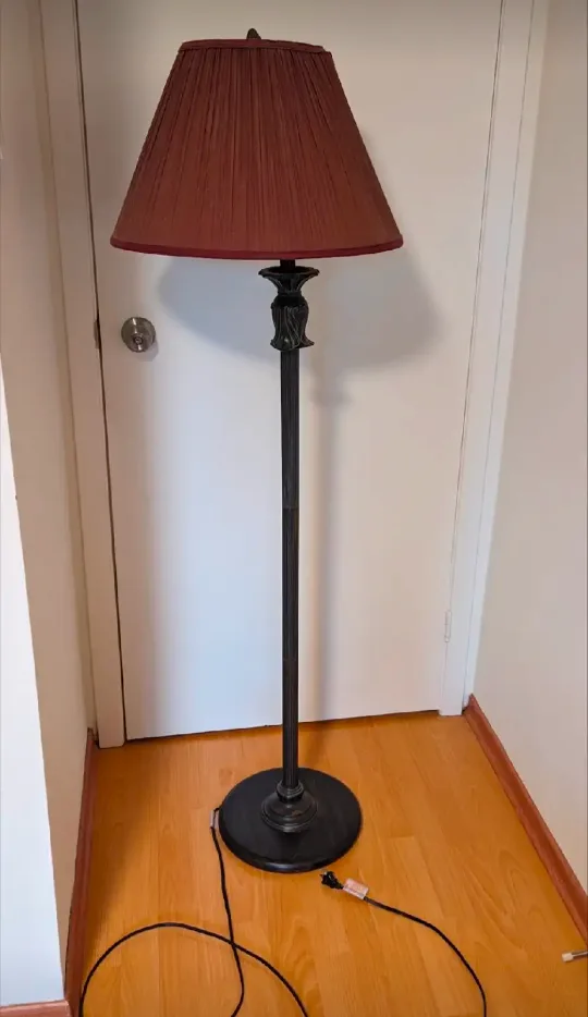 Floor Lamp with Burgundy Shade thumbnail
