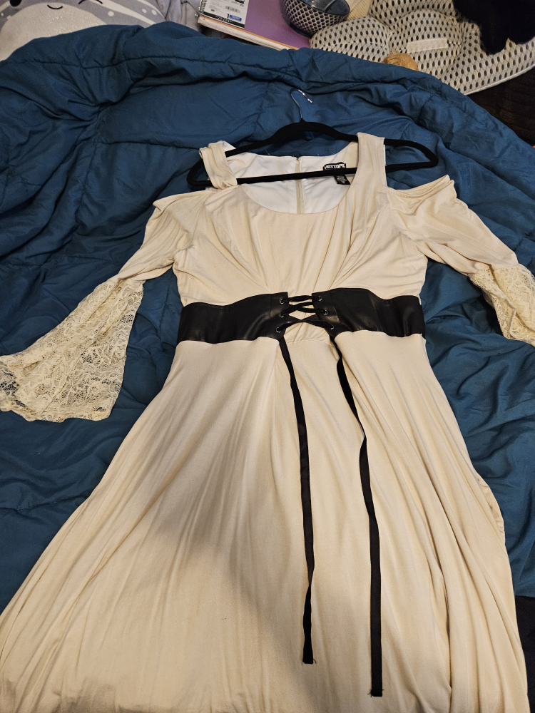 Hot Topic Cream Lace Sleeve Dress