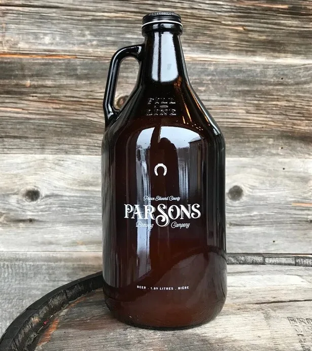 Parsons Brewery 64oz 1.89L Glass Beer Drink Growler + Cap thumbnail