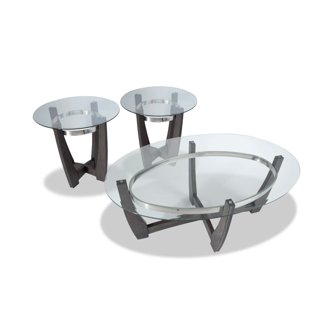 Matinee Oval Coffee & 2 End Table Set/WITH 2 LAMPS WITH USB
