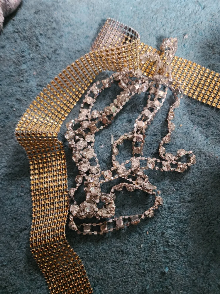 Rhinestone Ribbon Trim - Gold & Silver thumbnail